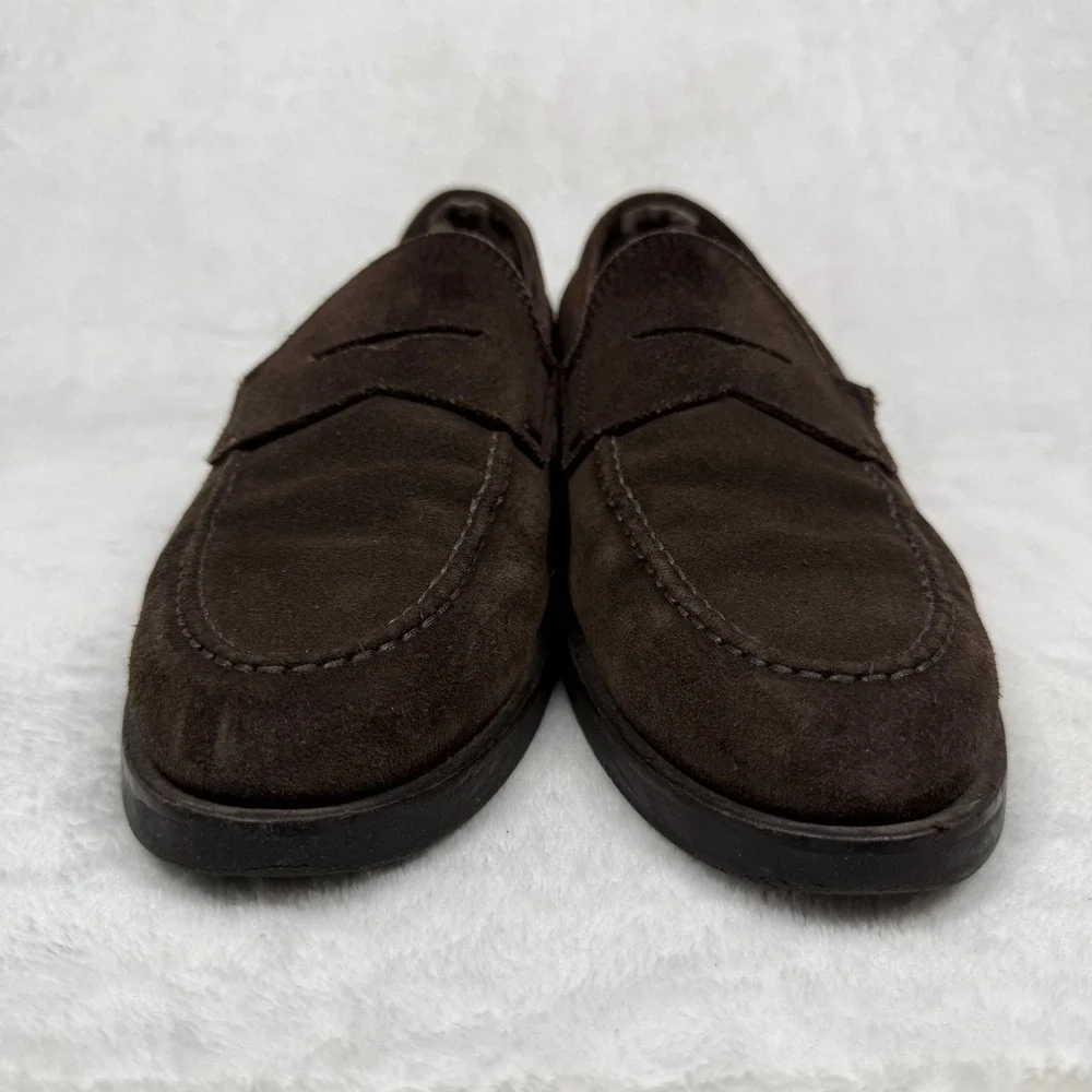 Tods Dark Brown Suede Penny Loafers Made in Italy Mens 5.5‎
